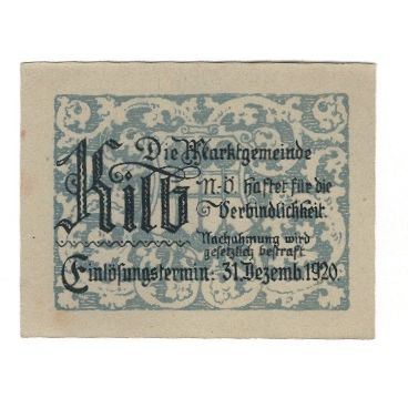 Geldschein, Österreich, Kilb N.Ö. Marktgemeinde, 20 Heller, Texte, 1920