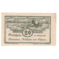 Banknote, Austria, Oberndorf Redlham Schlatt O.Ö. Gemeinden, 20 Heller, Texte