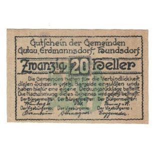 Banconote, Austria, Gutau, 20 Heller, Texte, 1920, 1920-12-31, SPL-, Mehl:FS 314