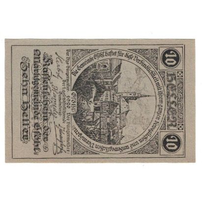 Geldschein, Österreich, Gföhl N.Ö. Marktgemeinde, 10 Heller, Texte, 1920