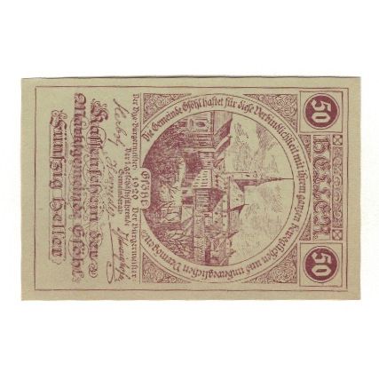 Geldschein, Österreich, Gföhl N.Ö. Marktgemeinde, 50 Heller, Texte, 1920