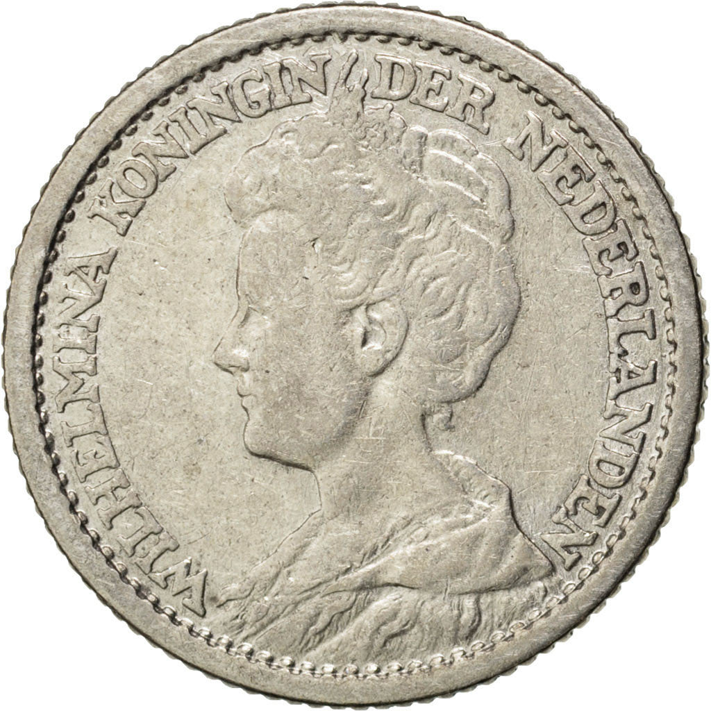 Coin, Netherlands, Wilhelmina I, 25 Cents, 1917, EF(40-45), Silver, KM:146