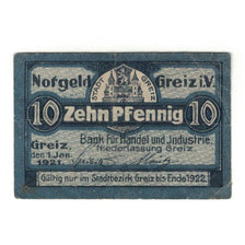 Banknote, Germany, Greiz, Bank für Handel und Industrie, 10 Pfennig, paysage