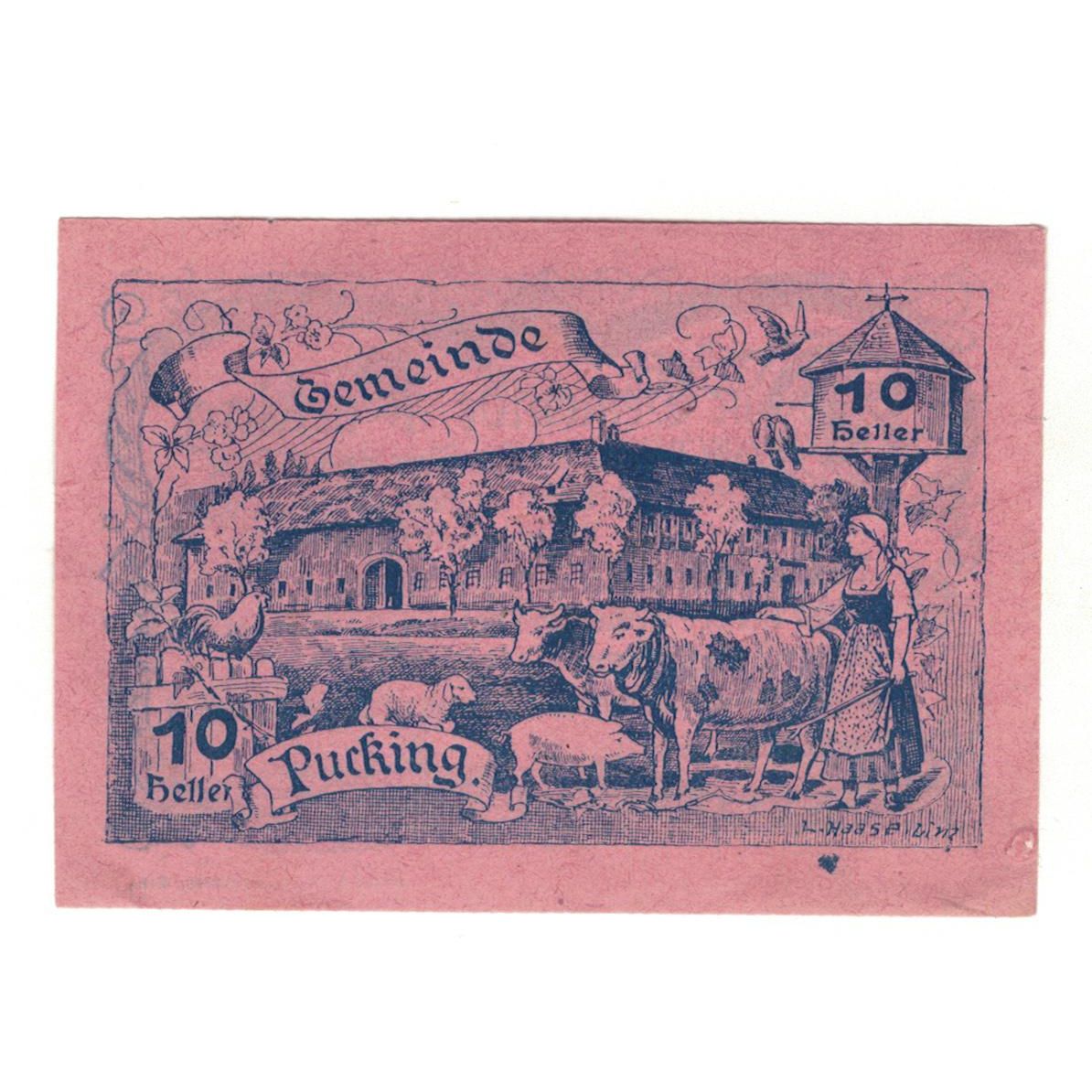 Banknote, Austria, Pucking O.Ö. Gemeinde, 10 Heller, paysage, 1920, 1920-12-31