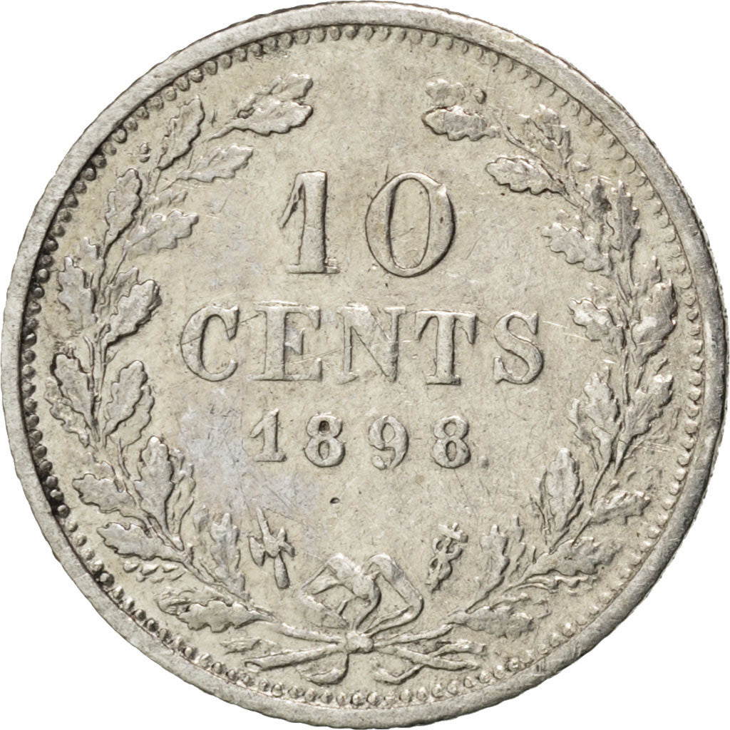 NETHERLANDS, 10 Cents, 1898, KM #119, VF(20-25), Silver, 15, 1.38