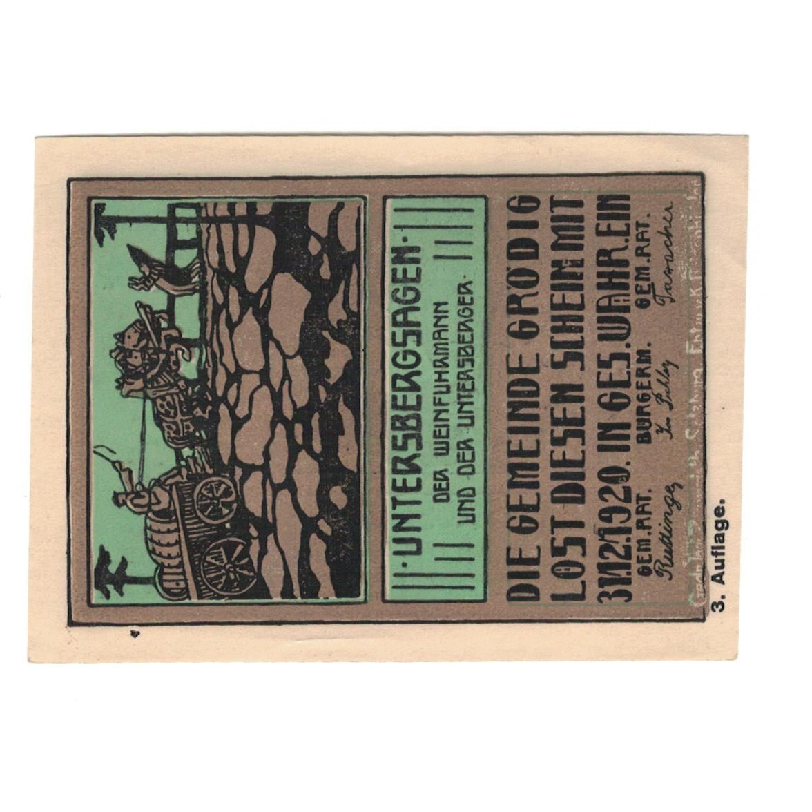 Geldschein, Österreich, Grödig sbg. Gemeinde, 60 Heller, paysage, 1920