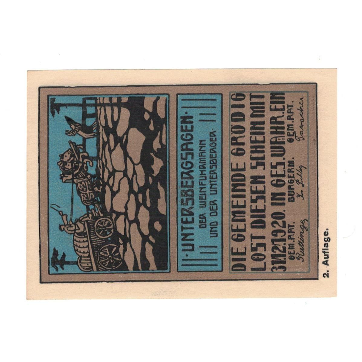 Geldschein, Österreich, Grödig sbg. Gemeinde, 60 Heller, paysage 2, 1920