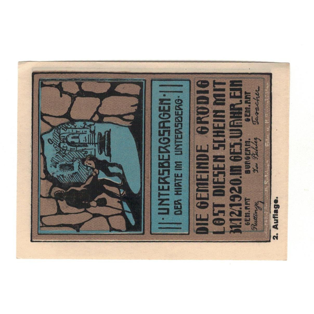 Geldschein, Österreich, Grödig sbg. Gemeinde, 10 Heller, personnage 1, 1920