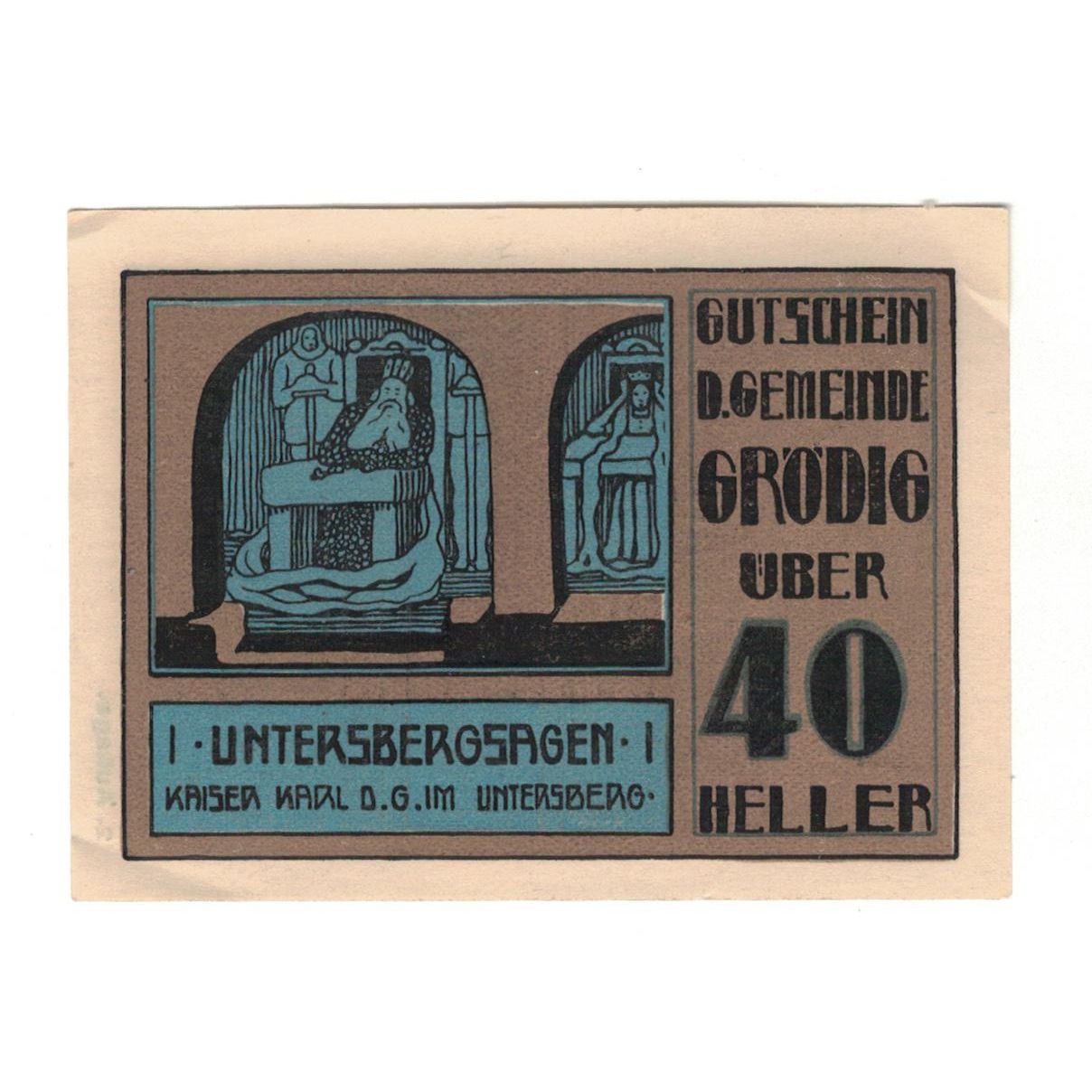 Geldschein, Österreich, Grödig sbg. Gemeinde, 40 Heller, femme, 1920