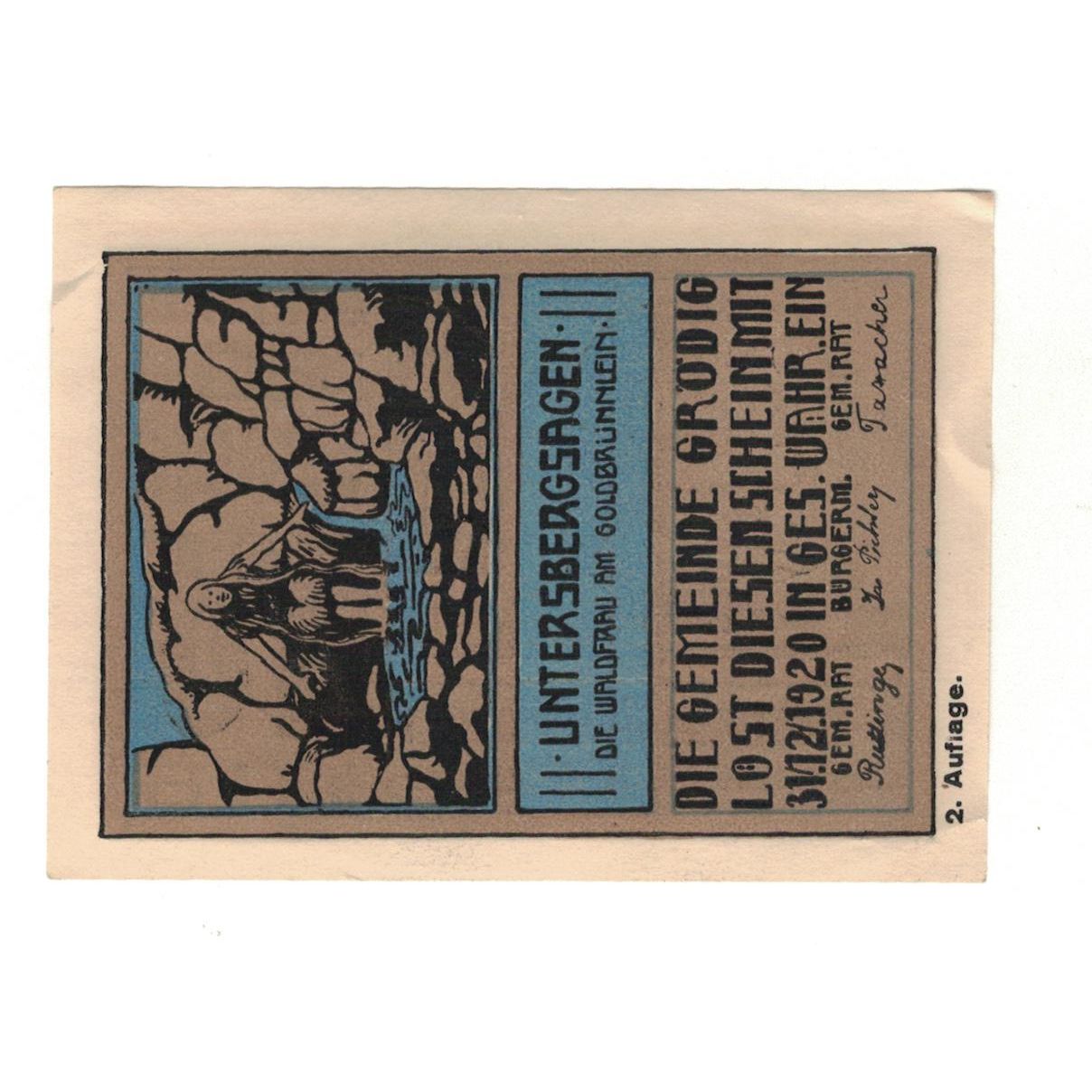 Geldschein, Österreich, Grödig sbg. Gemeinde, 40 Heller, femme, 1920