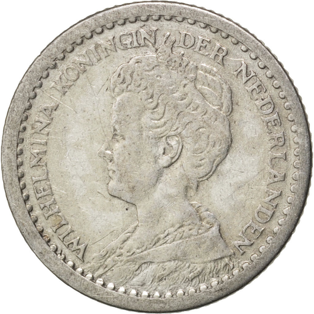 NETHERLANDS, 10 Cents, 1911, KM #145, EF(40-45), Silver, 15, 1.37