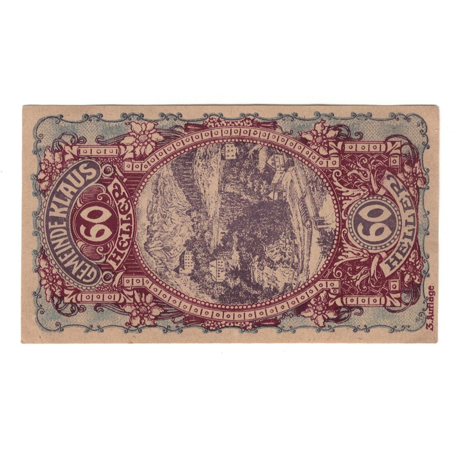 Banknote, Austria, Klaus O.Ö. Gemeinde, 60 Heller, Texte, 1920, 1920-06-15