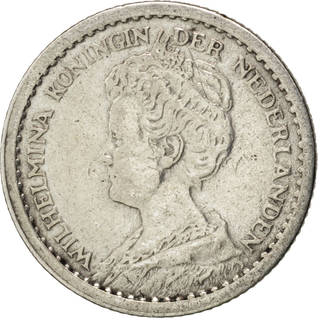 NETHERLANDS, 10 Cents, 1912, KM #145, EF(40-45), Silver, 15, 1.38
