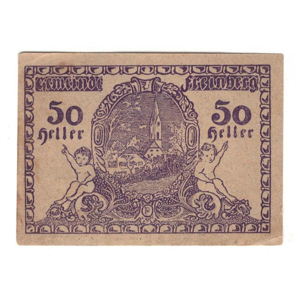 Geldschein, Österreich, Freinberg O.Ö. Gemeinde, 50 Heller, paysage, 1920