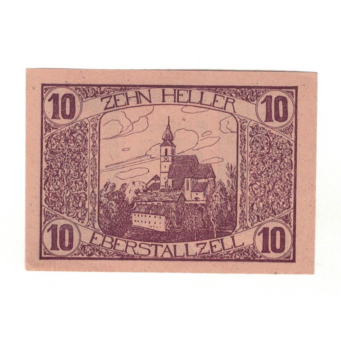 Geldschein, Österreich, Eberstallzell O.Ö. Gemeinde, 10 Heller, paysage, 1920