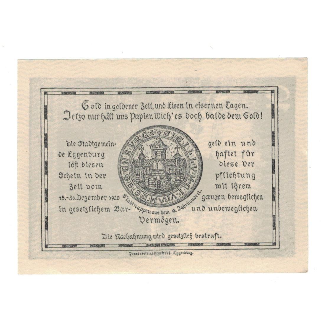 Banknote, Austria, Eggenburg N.Ö. Stadtgemeinde, 10 Heller, paysage, 1920