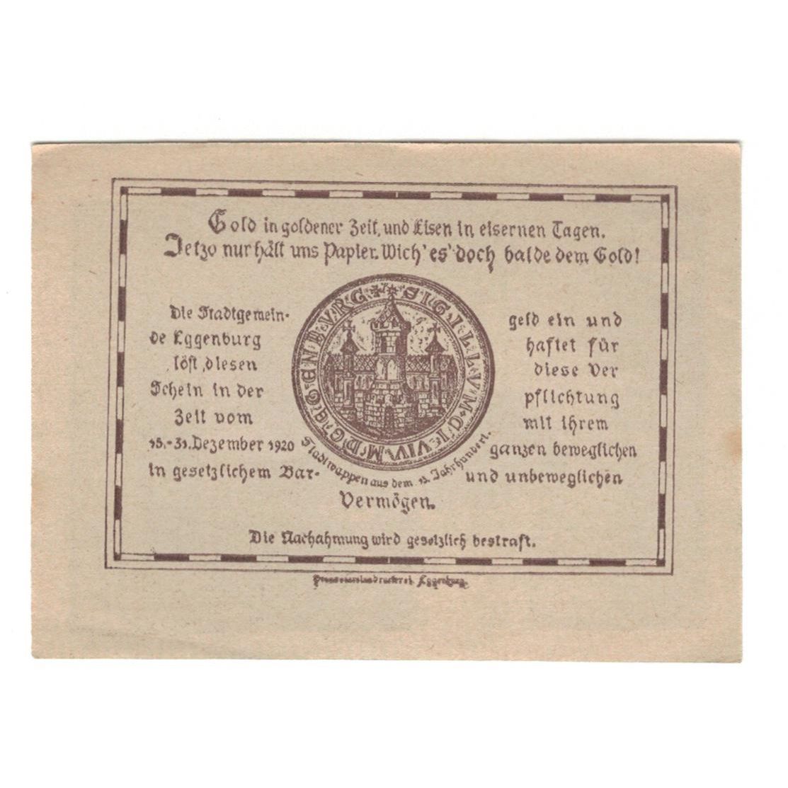 Geldschein, Österreich, Eggenburg N.Ö. Stadtgemeinde, 10 Heller, paysage 1