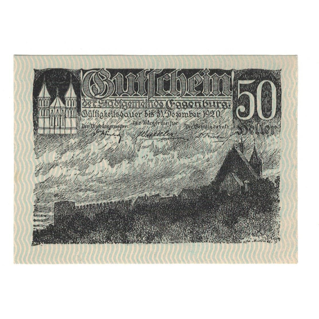 Geldschein, Österreich, Eggenburg N.Ö. Stadtgemeinde, 50 Heller, paysage