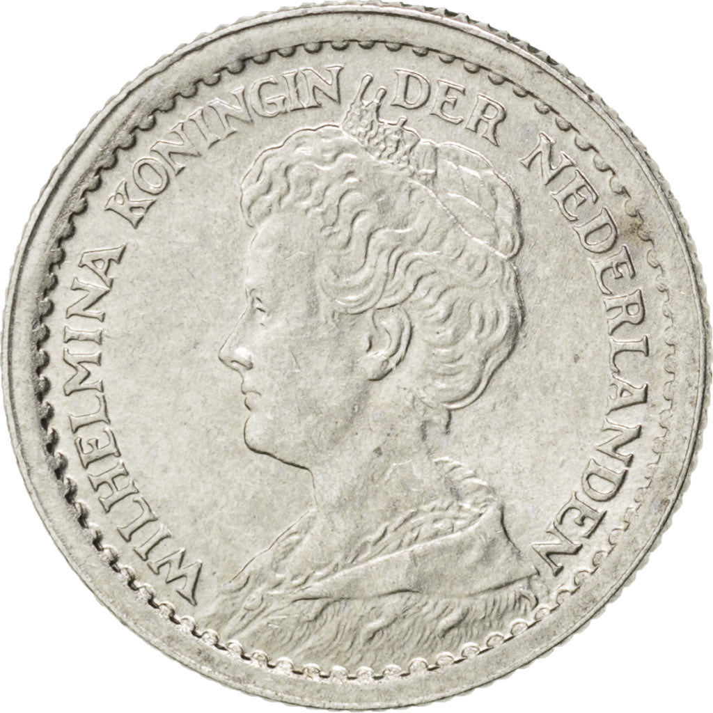 Paesi Bassi, Wilhelmina I, 10 Cents, 1914, SPL, Argento, KM:145