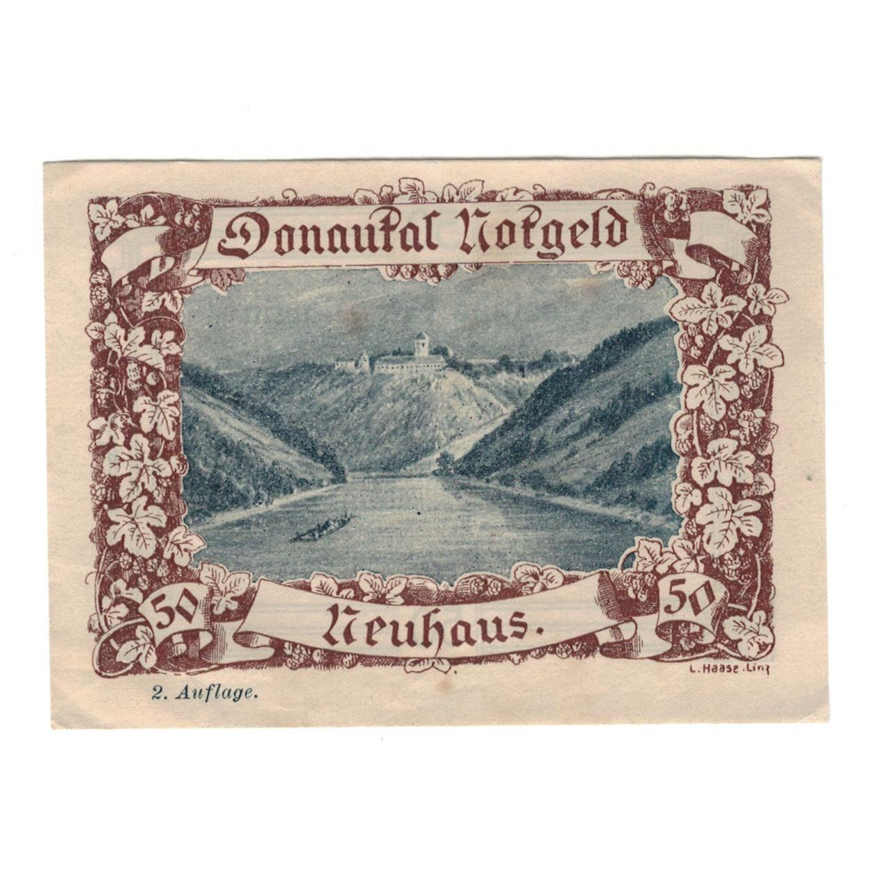 Geldschein, Österreich, Donautalnotgeld O.Ö. der Gemeinden, 50 Heller, Texte