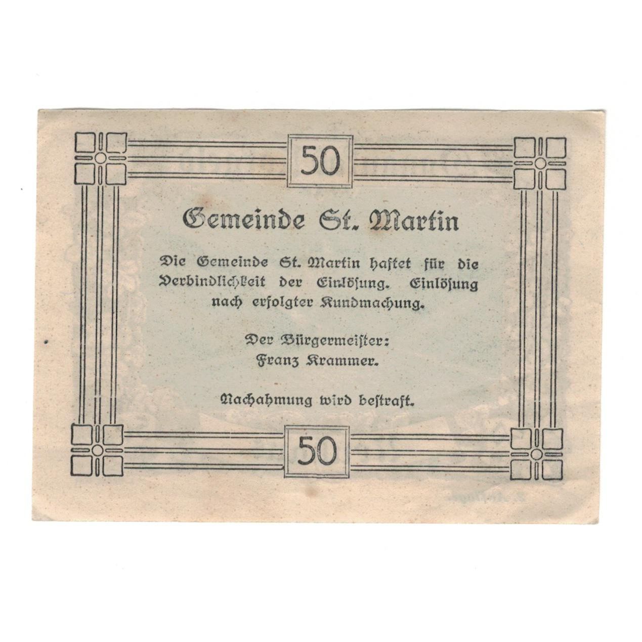 Geldschein, Österreich, Donautalnotgeld O.Ö. der Gemeinden, 50 Heller, Texte