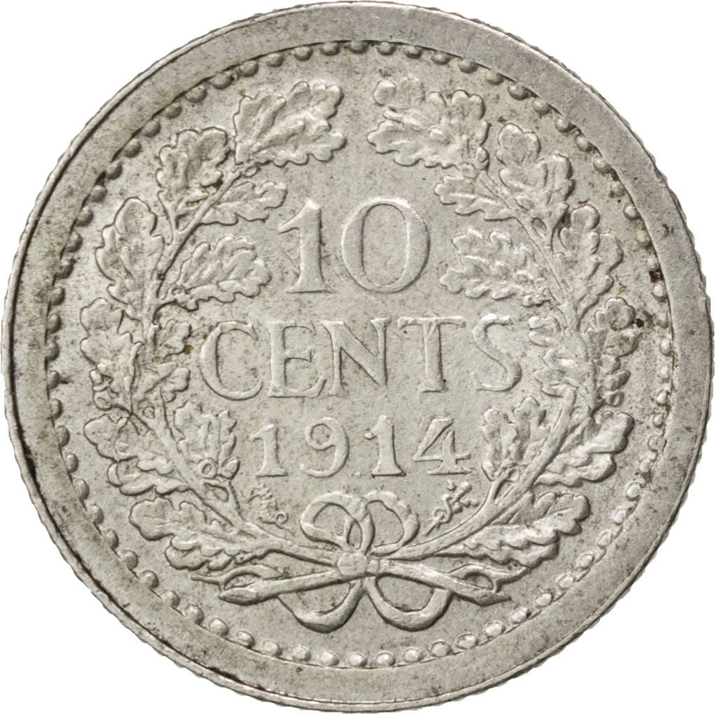 NETHERLANDS, 10 Cents, 1914, KM #145, MS(63), Silver, 15, 1.39