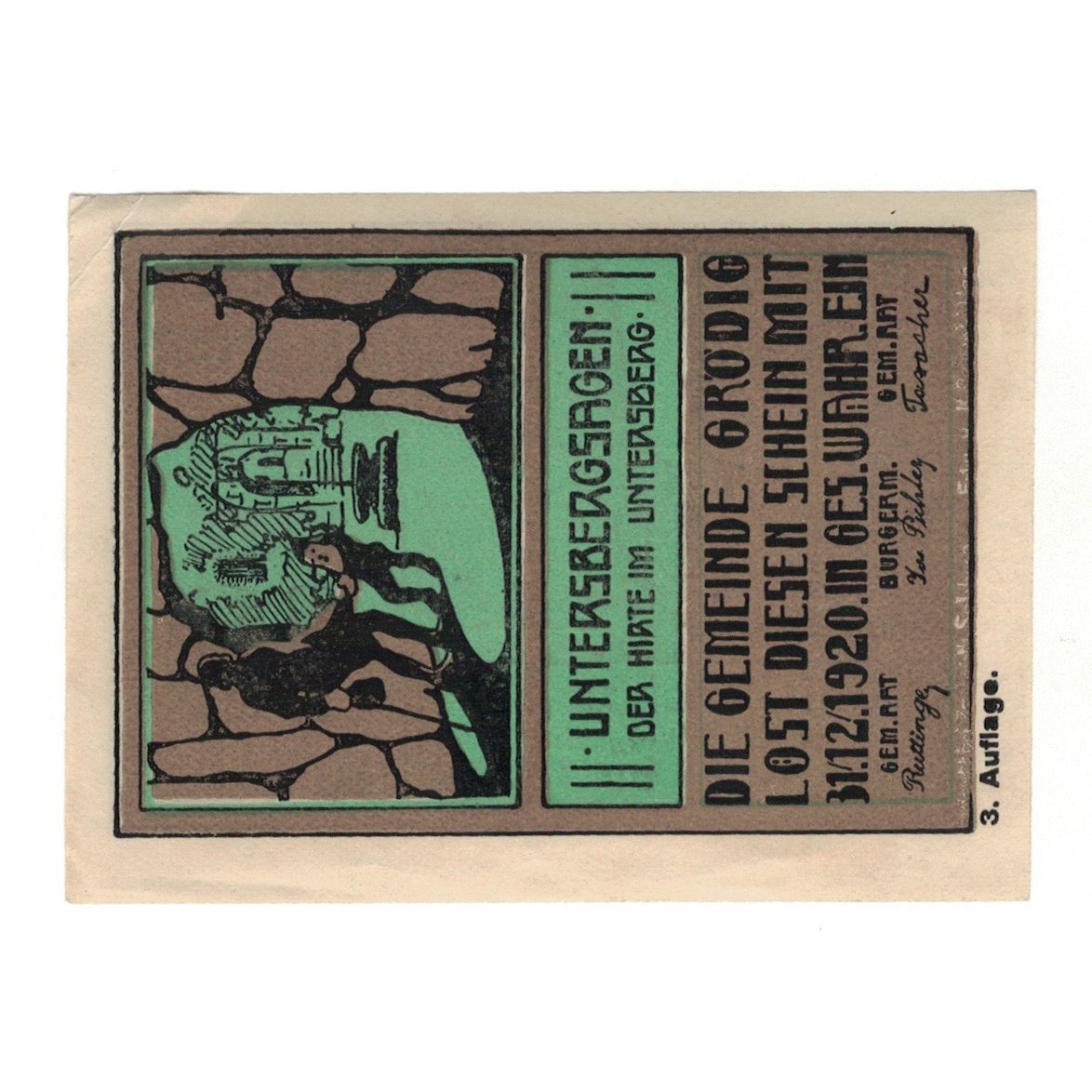 Geldschein, Österreich, Grödig sbg. Gemeinde, 10 Heller, paysage, 1920