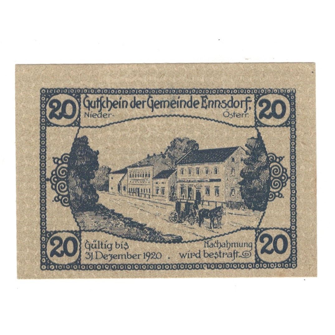 Geldschein, Österreich, Ennsdorf N.Ö. Gemeinde, 20 Heller, village, 1920
