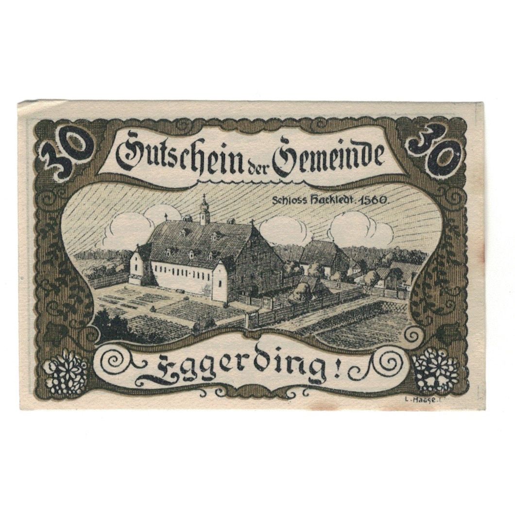 Geldschein, Österreich, Eggerding O.Ö. Gemeinde, 30 Heller, Texte, 1920