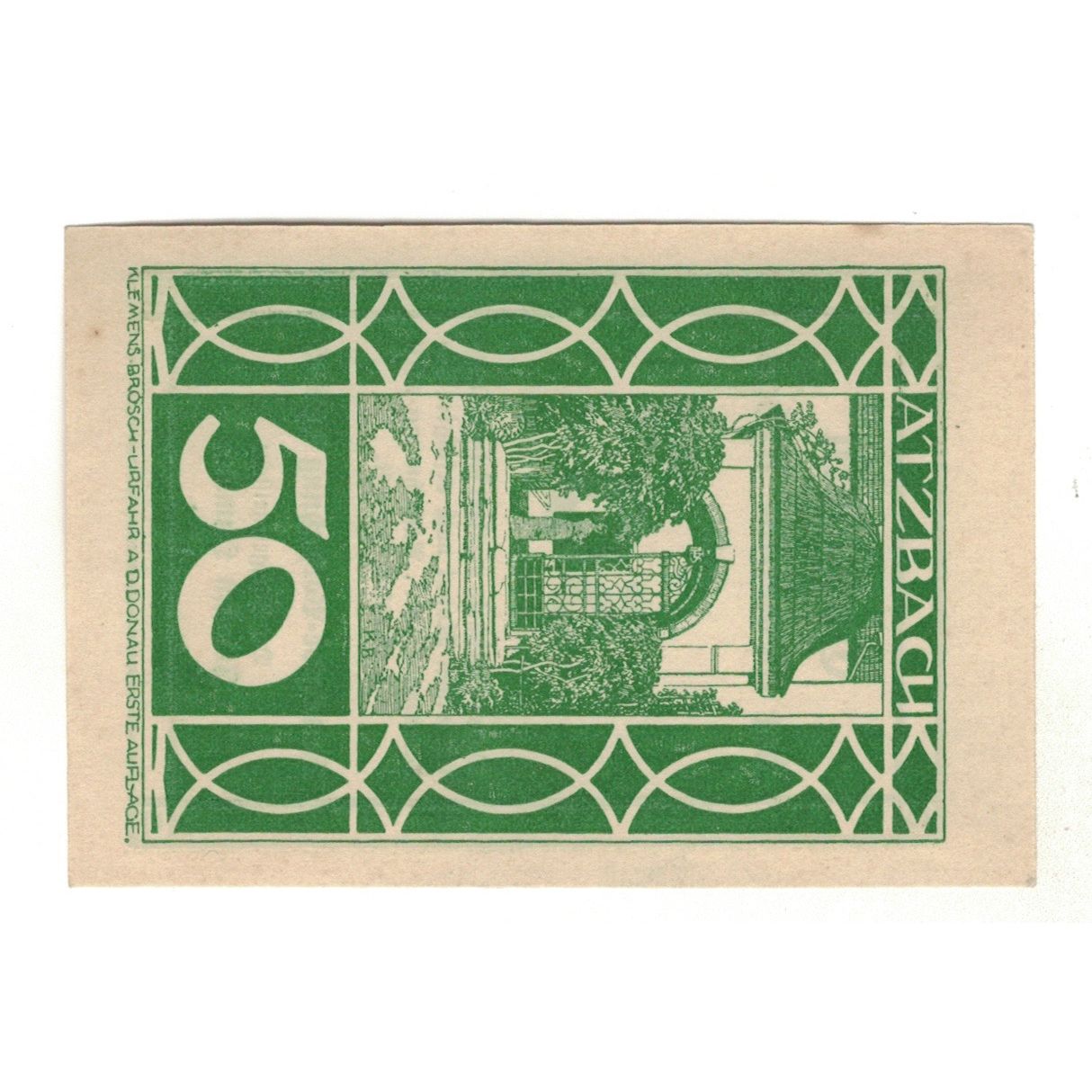Geldschein, Österreich, Atzbach O.Ö. Gemeinde, 50 Heller, valeur faciale, VZ