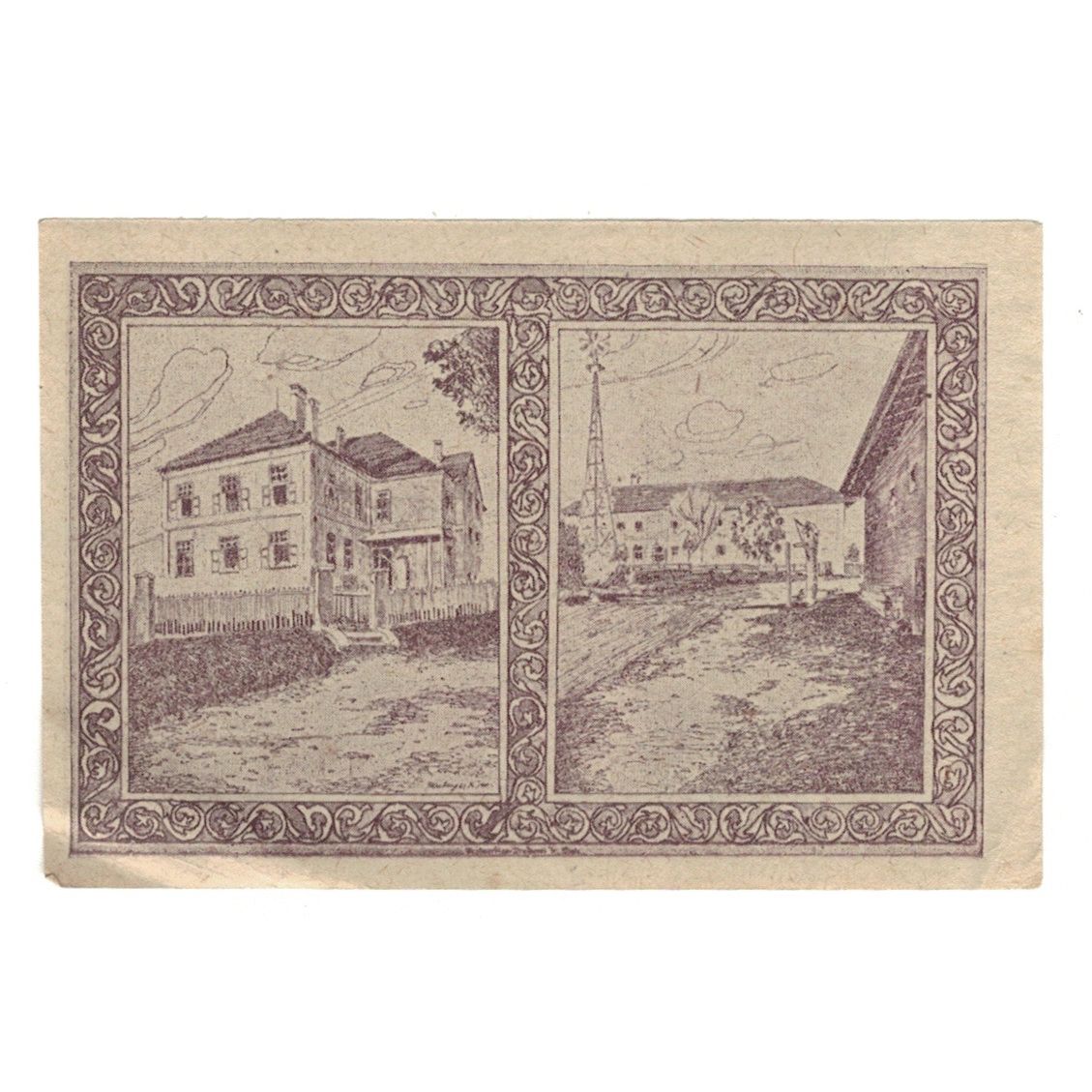 Geldschein, Österreich, Holzhausen O.Ö. Gemeinde, 50 Heller, village, 1920