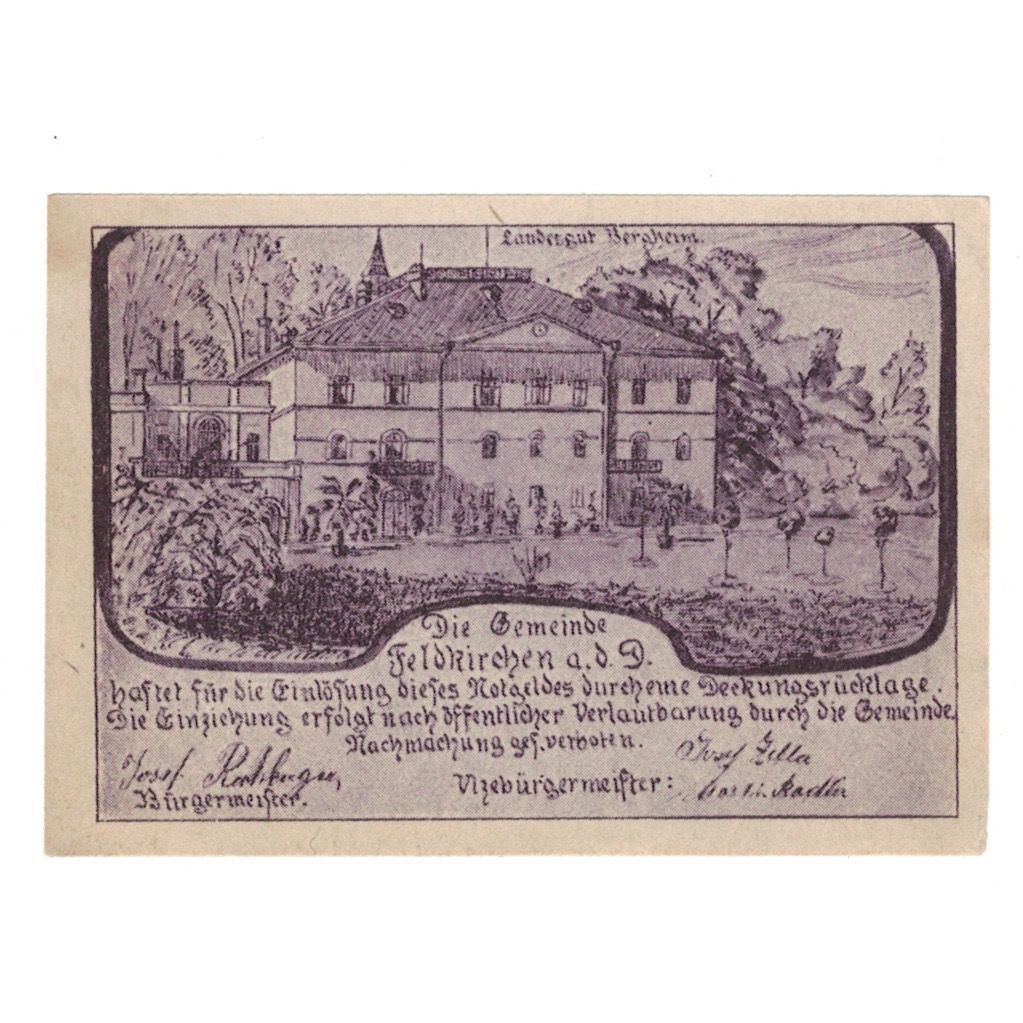 Geldschein, Österreich, Feldkirchen An Der Donau O.Ö. Gemeinde, 20 Heller