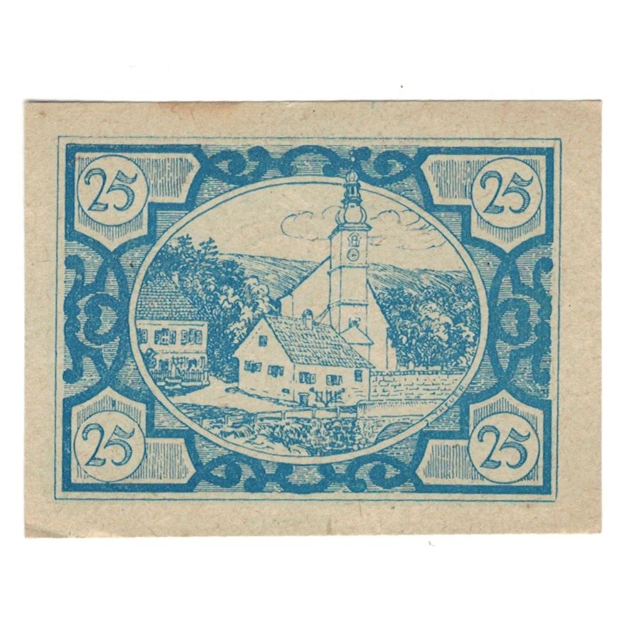 Geldschein, Österreich, Fischlham O.Ö. Gemeinde, 25 Heller, village, 1920
