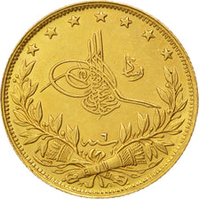 TURKEY, 100 Kurush, 1914, Qustantiniyah, KM #754, AU(55-58), Gold, 7.19