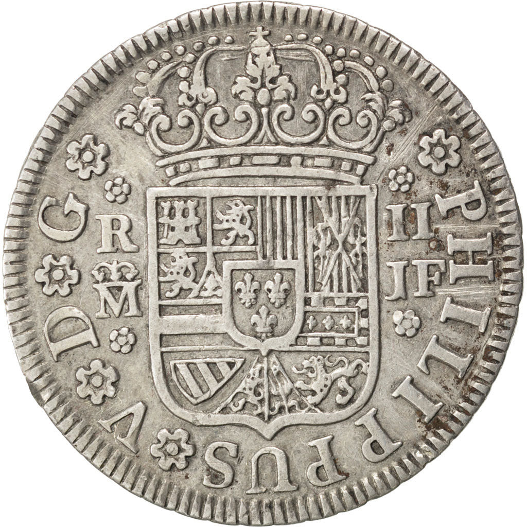 SPAIN, 2 Reales, 1737, Madrid, KM #296, AU(50-53), Silver, 5.73