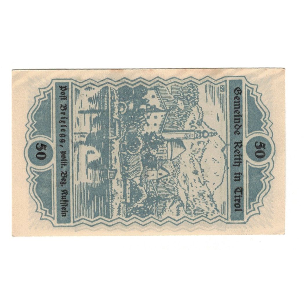 Banknote, Austria, Reith Tirol Gemeinde, 50 Heller, valeur faciale, 1920