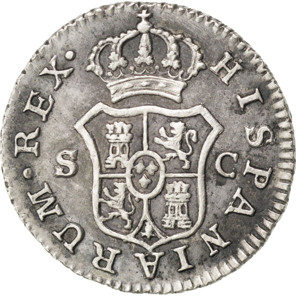 SPAIN, 1/2 Real, 1788, Seville, KM #410.2, MS(63), Silver, 1.46