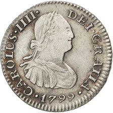 Messico, Charles IV, 1/2 Réal, 1799, Mexico City, SPL, Argento, KM:72