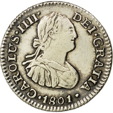 MEXICO, 1/2 Real, 1801, Mexico City, KM #72, AU(50-53), Silver, 1.71