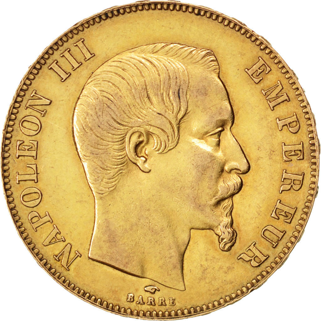 Second Empire, 50 Francs or Napoléon III tête nue, 1858, Paris