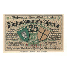 Billet, Allemagne, Lyck Stadt, 25 Pfennig, paysage, 1920, 1920-10-01, SUP