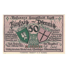 Banknote, Germany, Lyck Stadt, 50 Pfennig, paysage, 1920, 1920-10-01, AU(55-58)