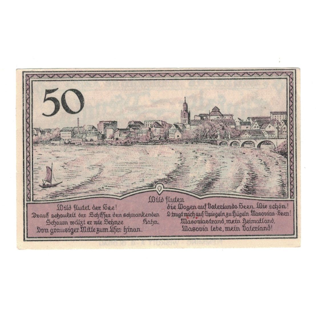 Banknote, Germany, Lyck Stadt, 50 Pfennig, paysage, 1920, 1920-10-01, AU(55-58)