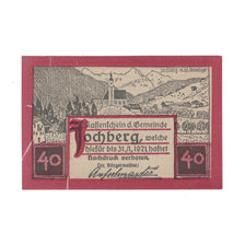 Banknote, Austria, Jochberg Tirol Gemeinde, 40 Heller, paysage, 1921