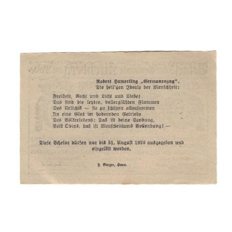 Banknote, Austria, Kirchberg Am Walde N.Ö. Gemeinde, 50 Heller, Texte, 1920