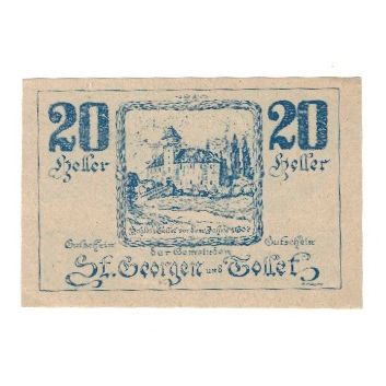 Banknote, Austria, St. Georgen und Tollet O.Ö. Gemeinden, 20 Heller, château