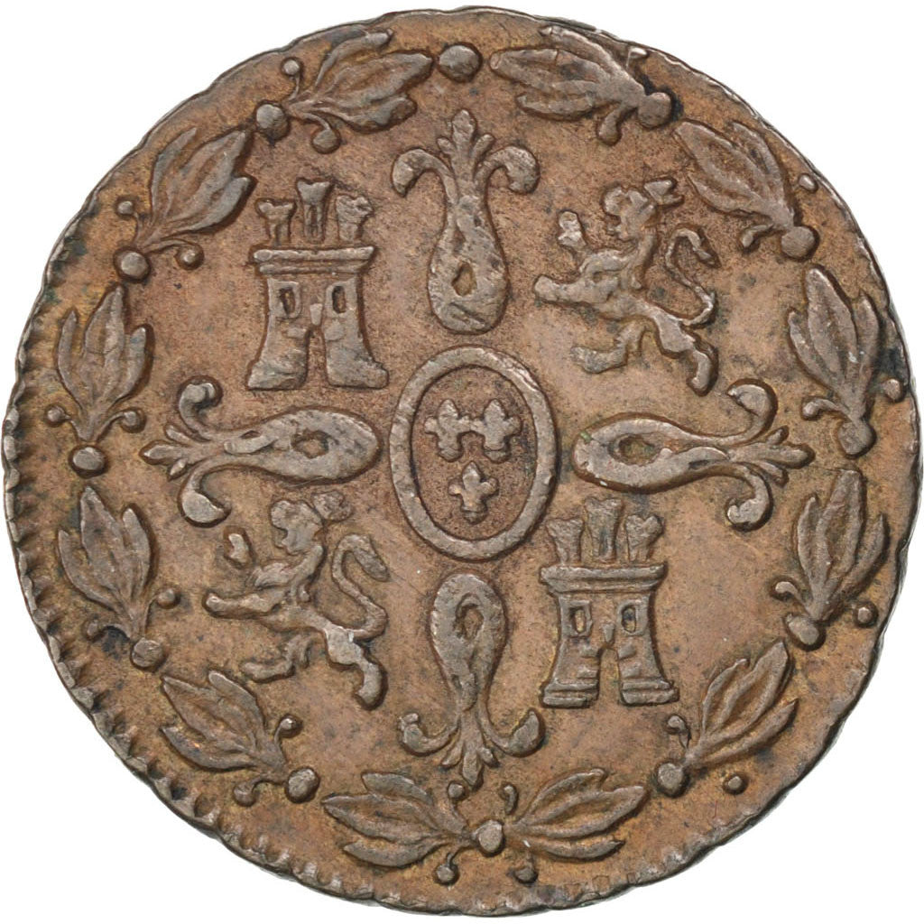 SPAIN, 4 Maravedis, 1832, Segovia, KM #489.2, AU(55-58), Copper, 5.30