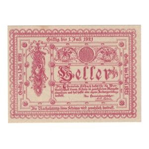 Geldschein, Österreich, Edlbach O.Ö. Gemeinde, 10 Heller, Texte, 1921