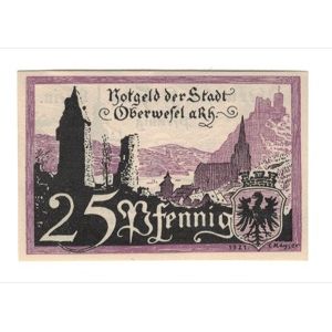 Banknote, Germany, Oberwesel Stadt, 25 Pfennig, château, 1921, 1921-03-18