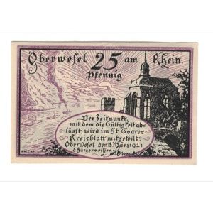 Banknote, Germany, Oberwesel Stadt, 25 Pfennig, château, 1921, 1921-03-18